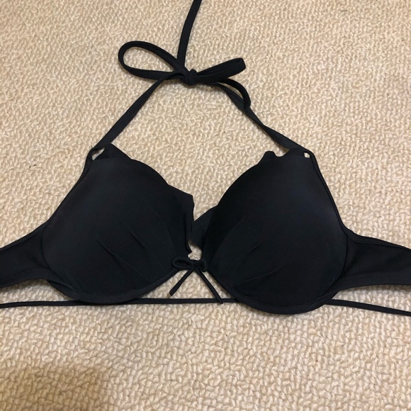 BLACK VICTORIA SECRET BIKINI TOP WITH RUFFLE - Picture 2 of 4